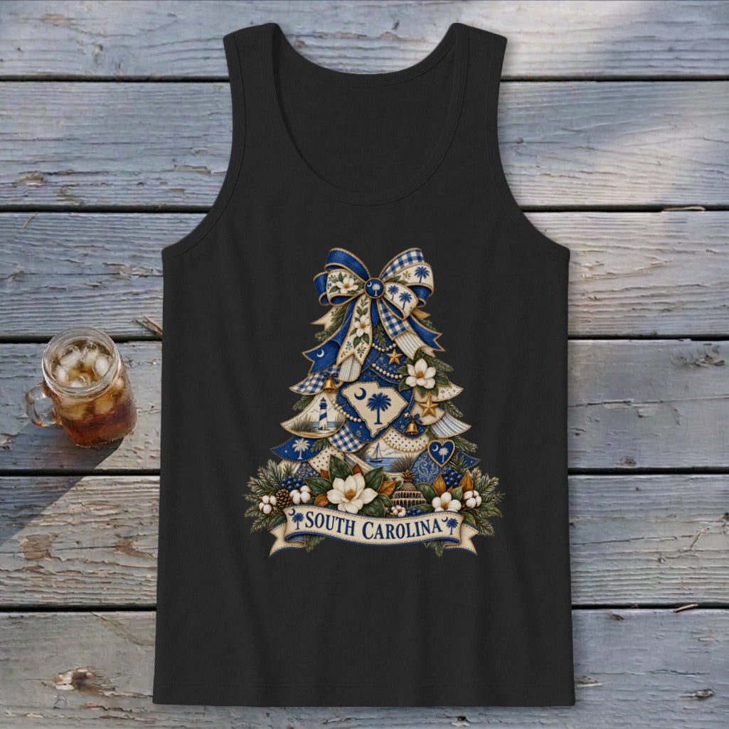 South Carolina Faux Patchwork Christmas Tree Tank Top