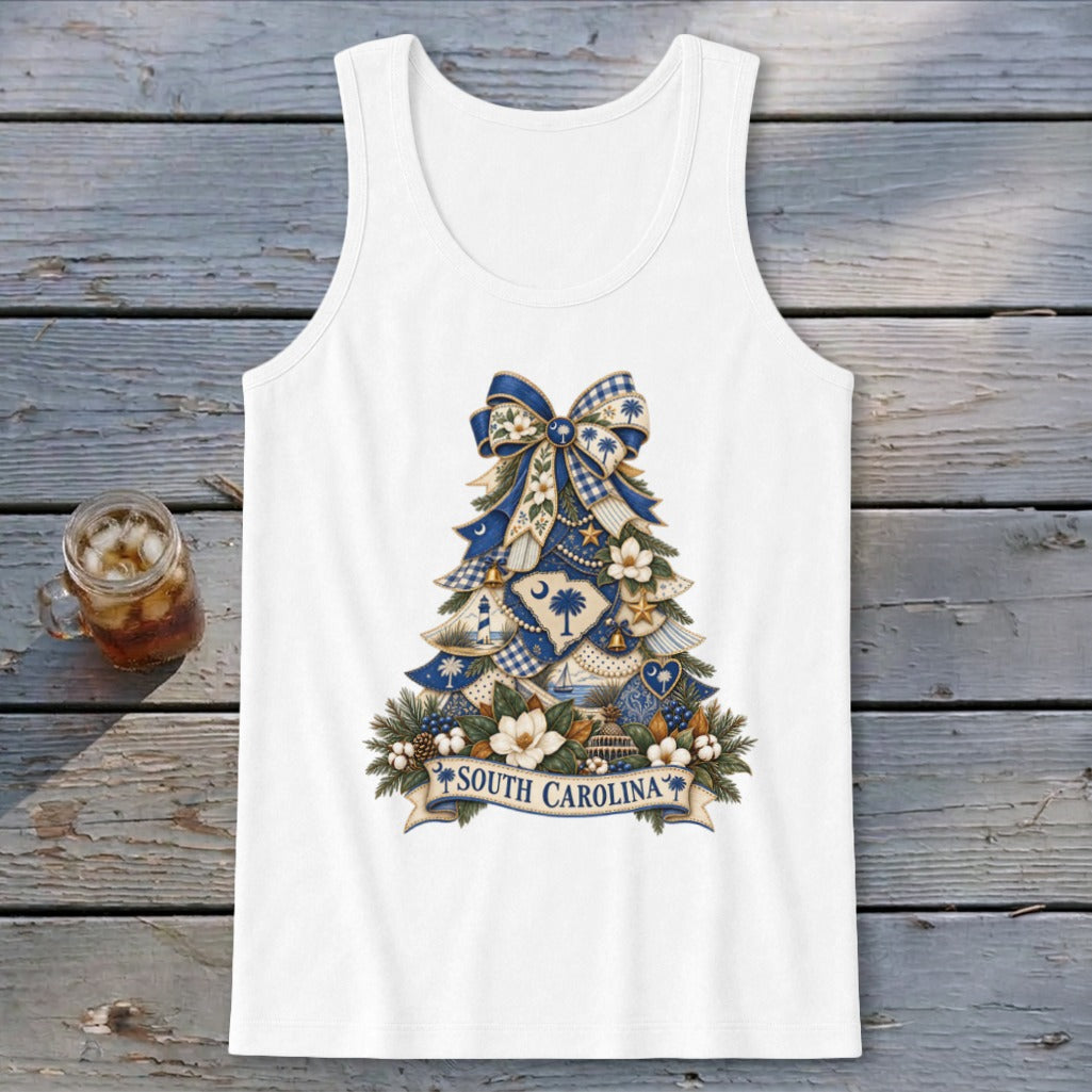 South Carolina Faux Patchwork Christmas Tree Tank Top
