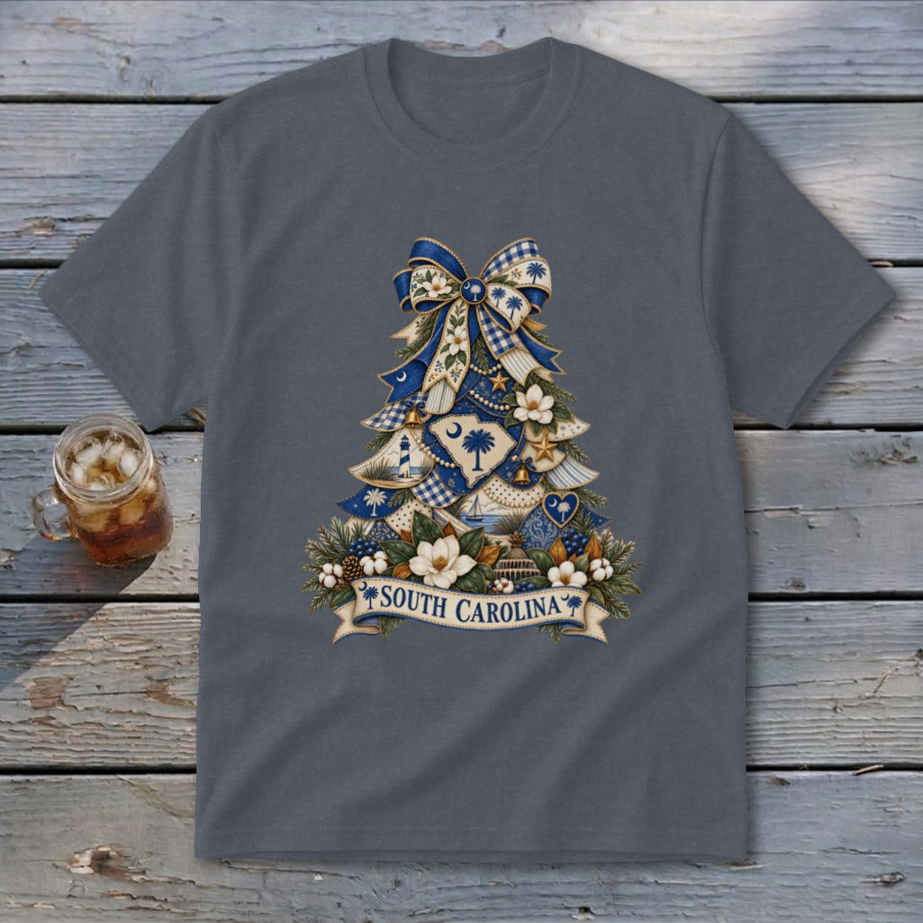 South Carolina Faux Patchwork Christmas Tree Youth Tee