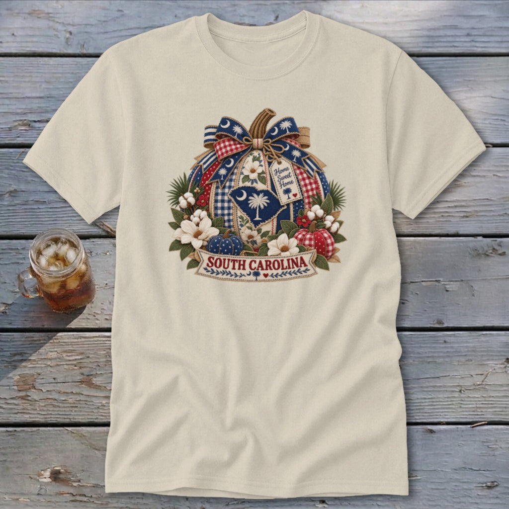 South Carolina Faux Patchwork Pumpkin Classic Tee