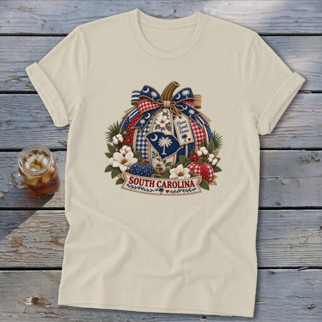 South Carolina Faux Patchwork Pumpkin Softstyle Tee