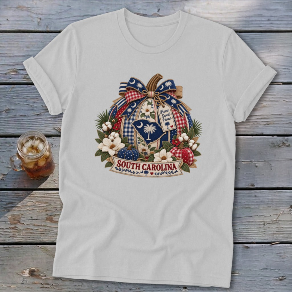 South Carolina Faux Patchwork Pumpkin Softstyle Tee