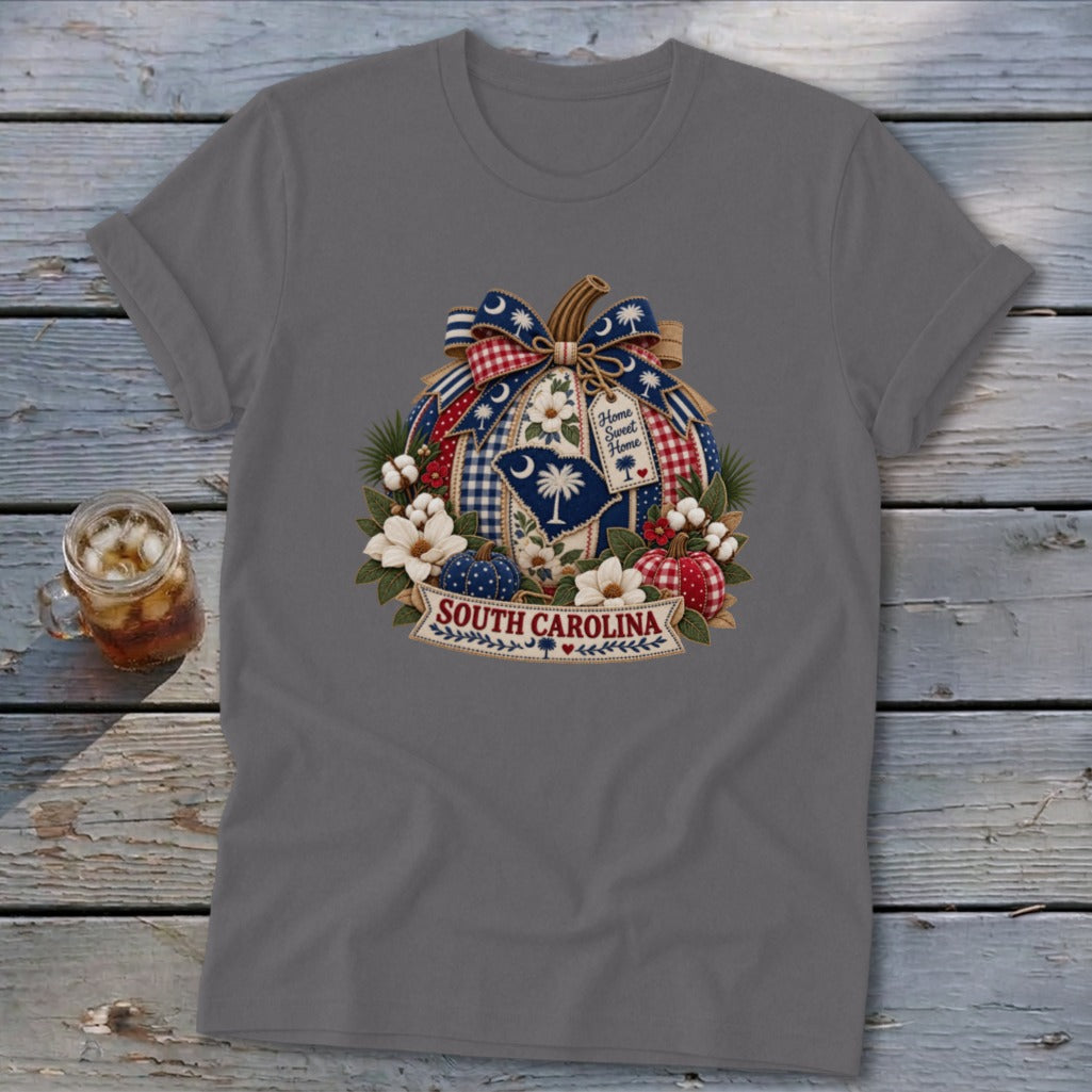 South Carolina Faux Patchwork Pumpkin Softstyle Tee