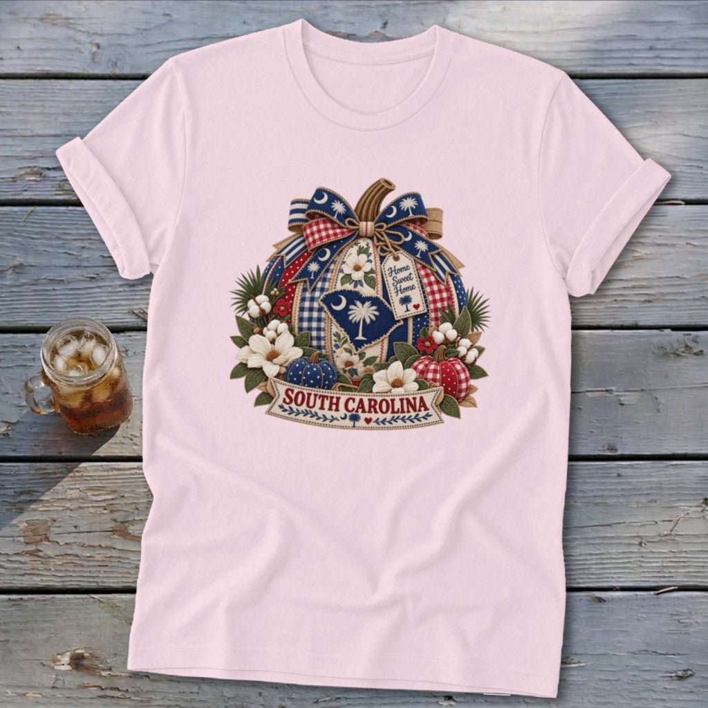 South Carolina Faux Patchwork Pumpkin Softstyle Tee