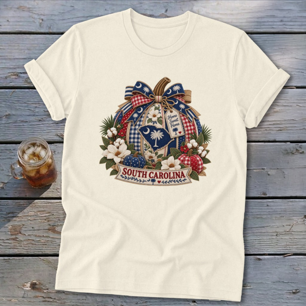 South Carolina Faux Patchwork Pumpkin Softstyle Tee