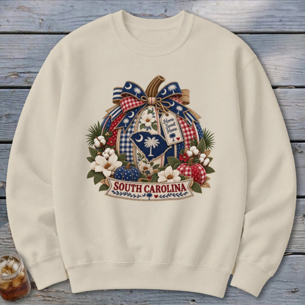 South Carolina Faux Patchwork Pumpkin Sweatshirt