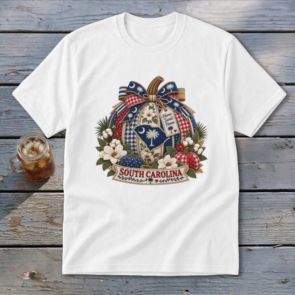South Carolina Faux Patchwork Pumpkin Youth Tee