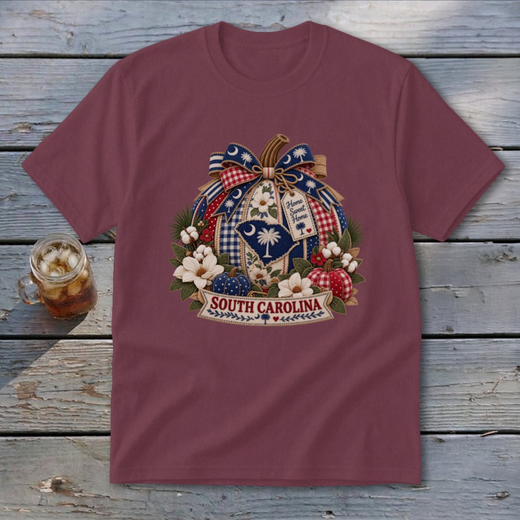 South Carolina Faux Patchwork Pumpkin Youth Tee
