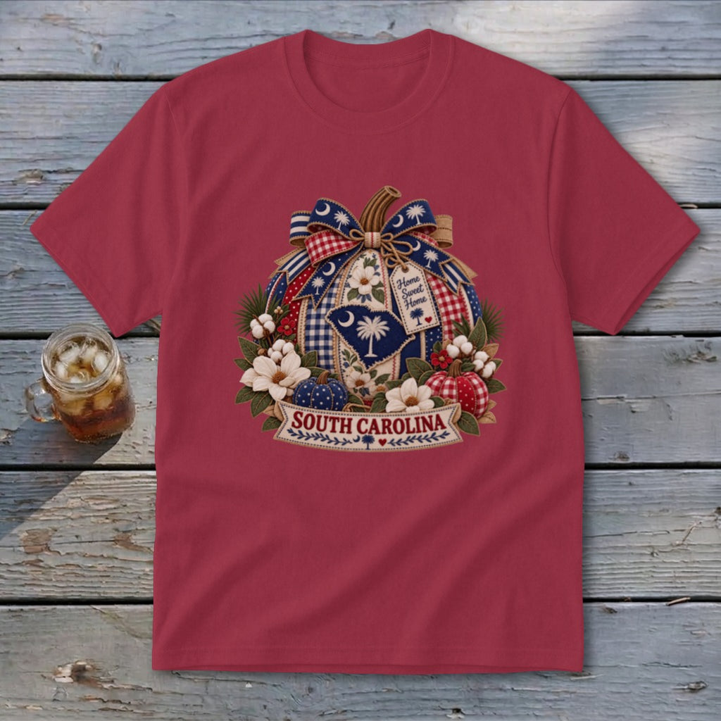 South Carolina Faux Patchwork Pumpkin Youth Tee