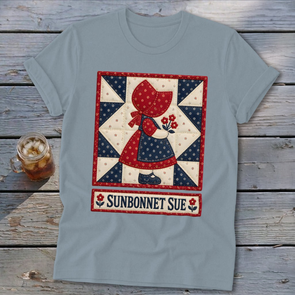 Sunbonnet Sue Faux Quilt Block Softstyle Tee