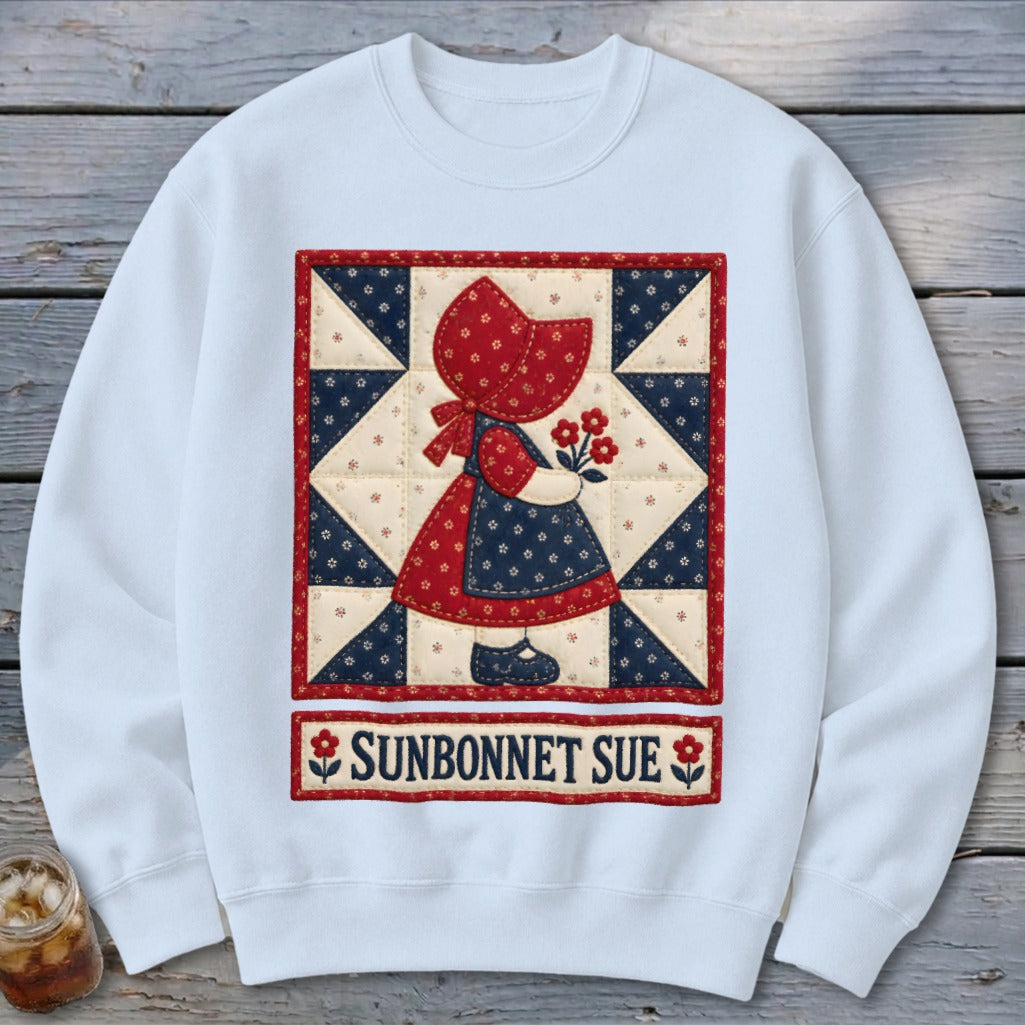 Sunbonnet Sue Faux Quilt Block Sweatshirt