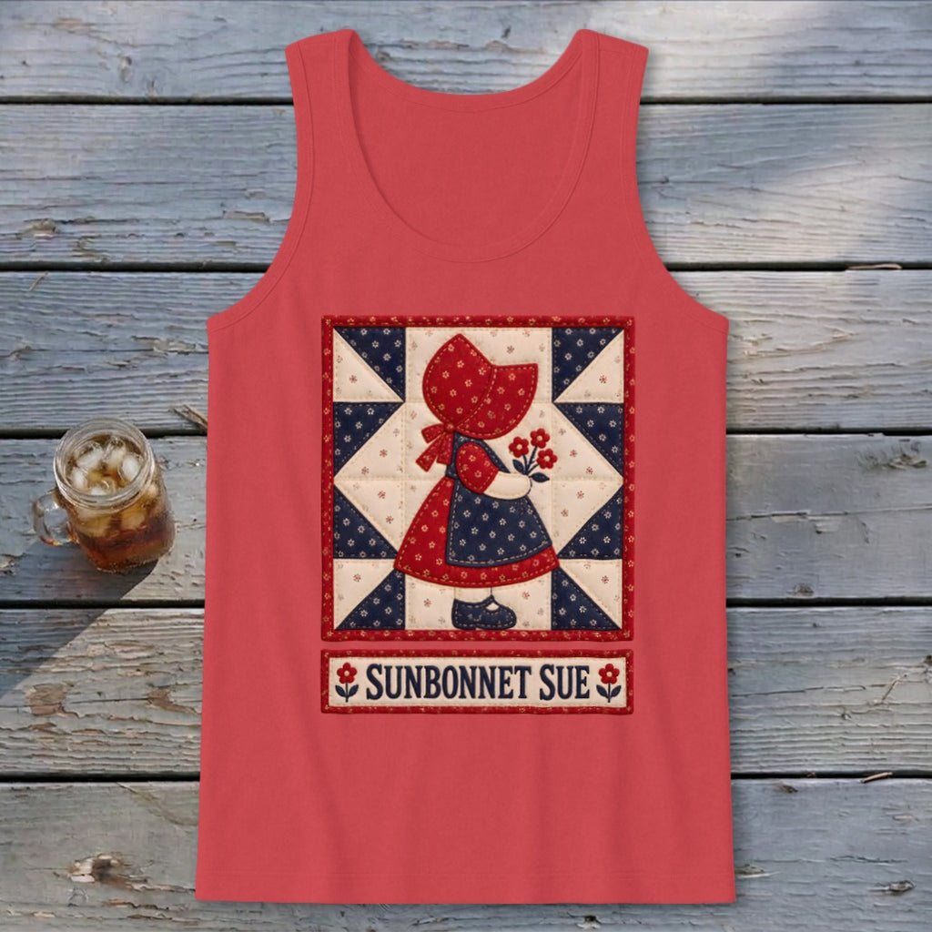Sunbonnet Sue Faux Quilt Block Tank Top