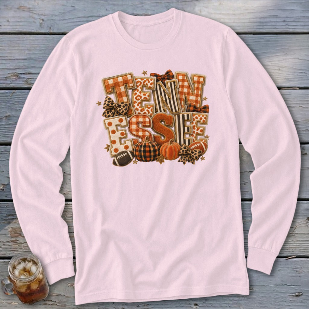 Tennessee Faux Chenille Fall Patch Long Sleeve Tee