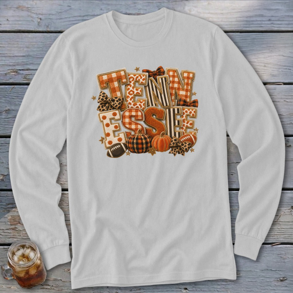 Tennessee Faux Chenille Fall Patch Long Sleeve Tee