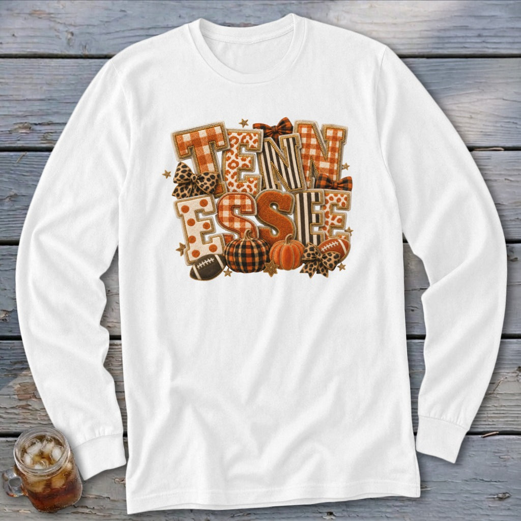 Tennessee Faux Chenille Fall Patch Long Sleeve Tee