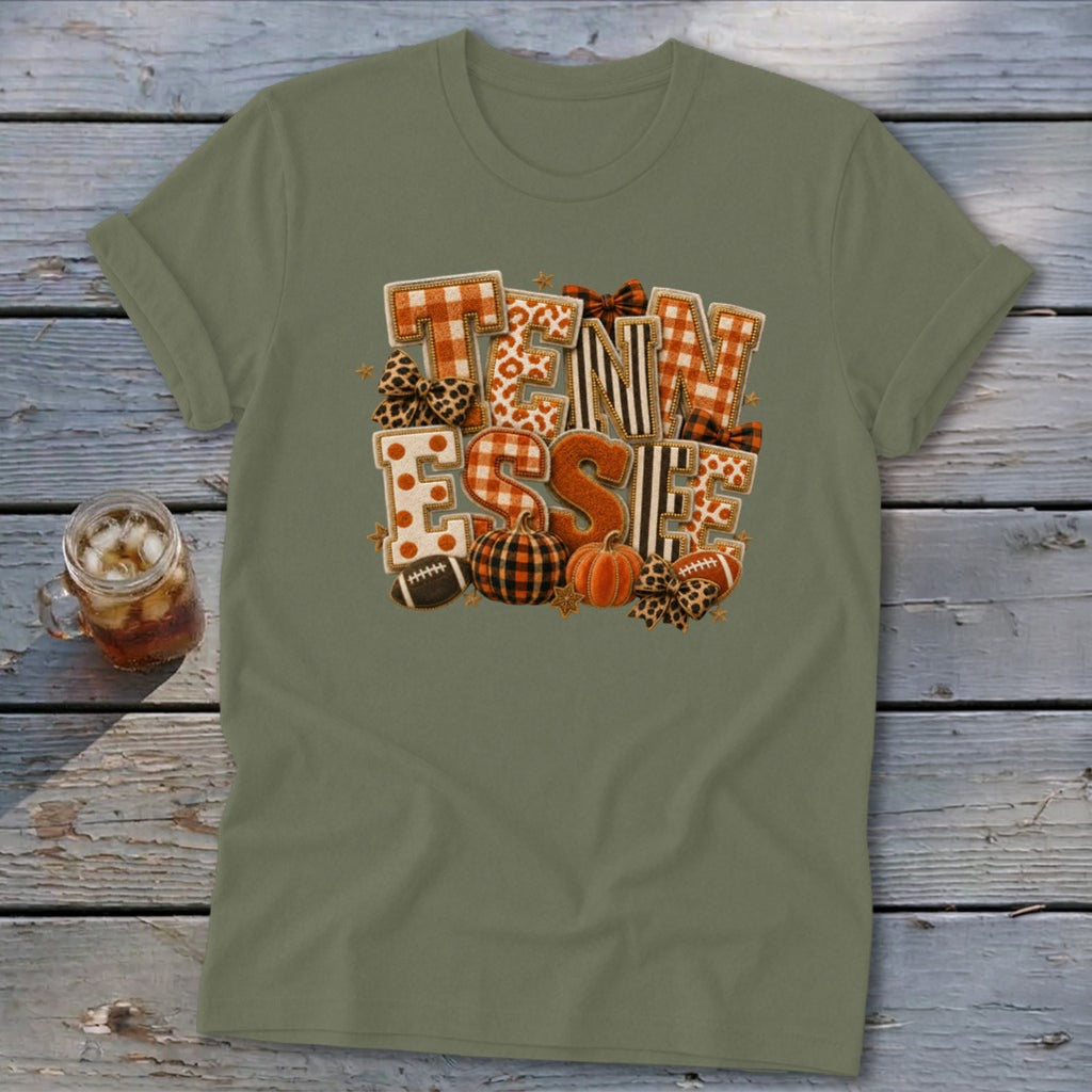 Tennessee Faux Chenille Fall Patch Softstyle Tee