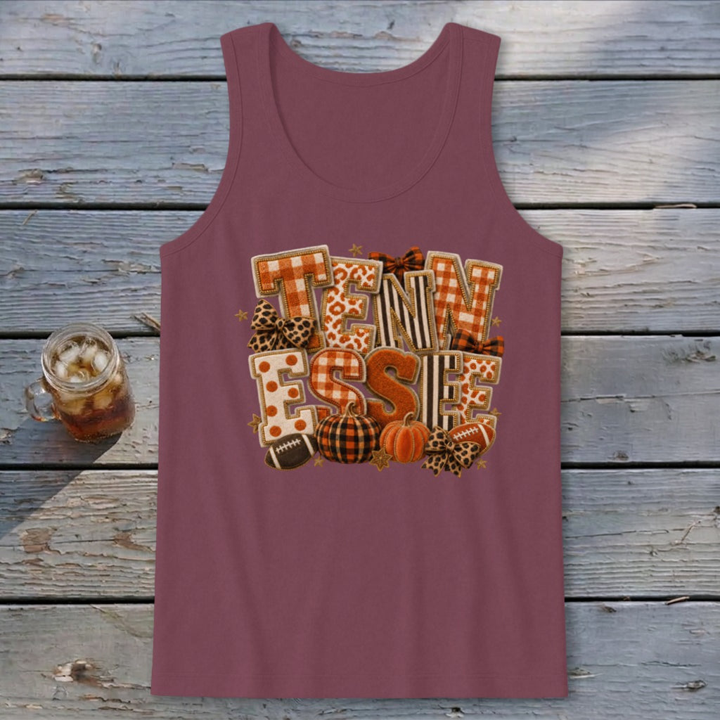 Tennessee Faux Chenille Fall Patch Tank Top