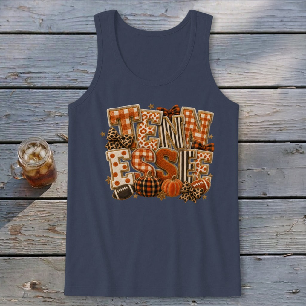 Tennessee Faux Chenille Fall Patch Tank Top