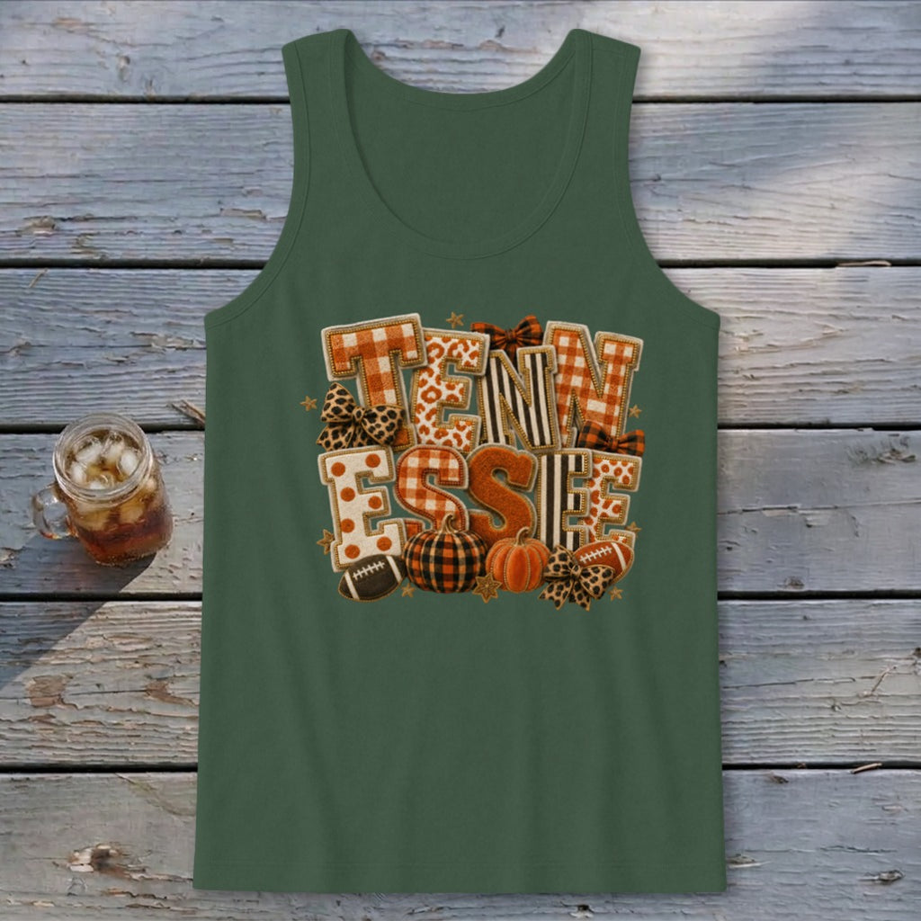 Tennessee Faux Chenille Fall Patch Tank Top