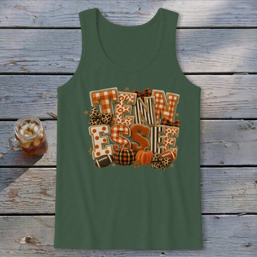 Tennessee Faux Chenille Fall Patch Tank Top