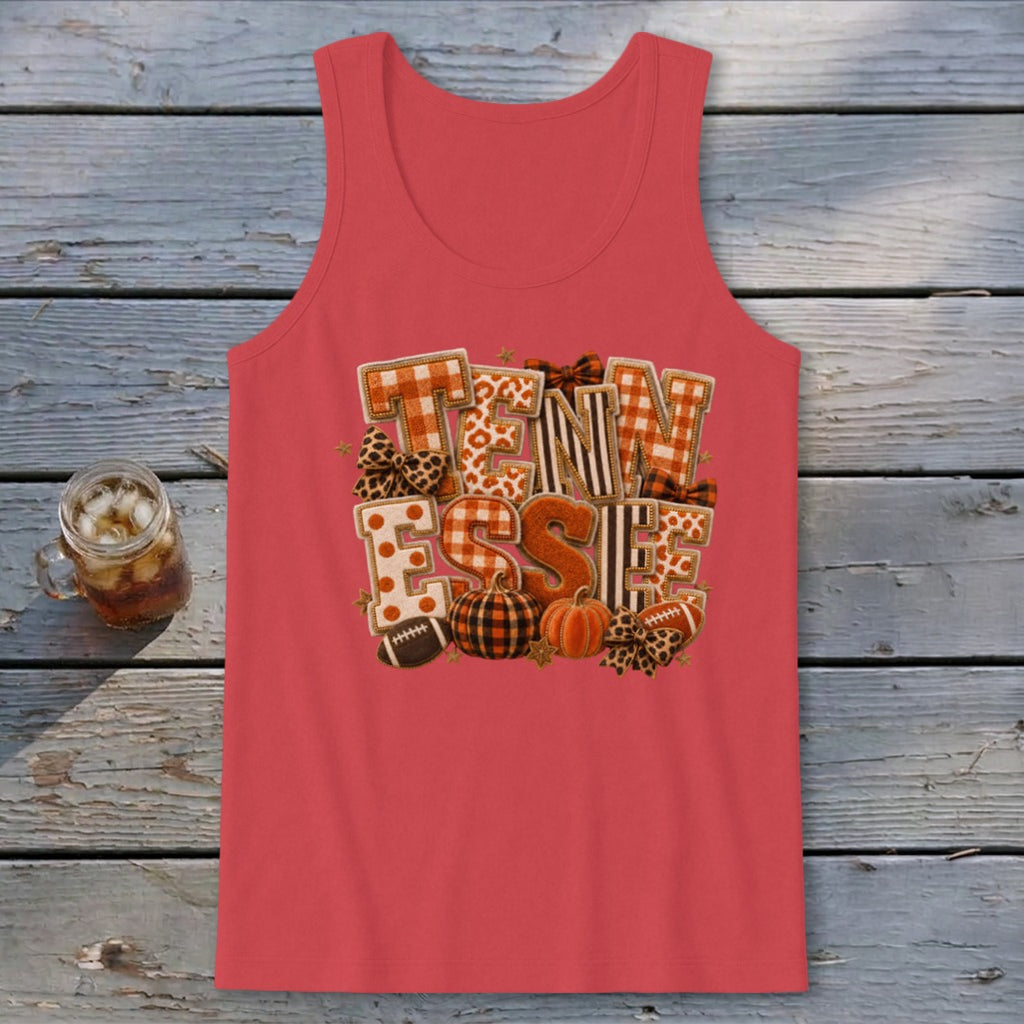 Tennessee Faux Chenille Fall Patch Tank Top