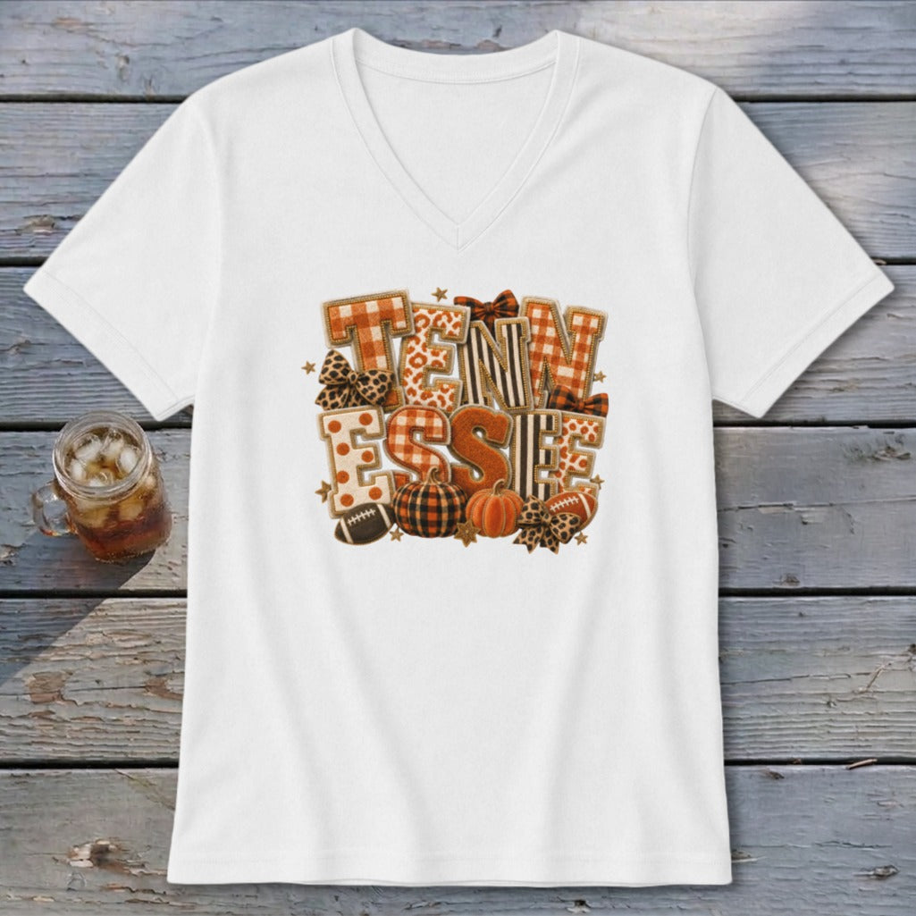Tennessee Faux Chenille Fall Patch V-neck