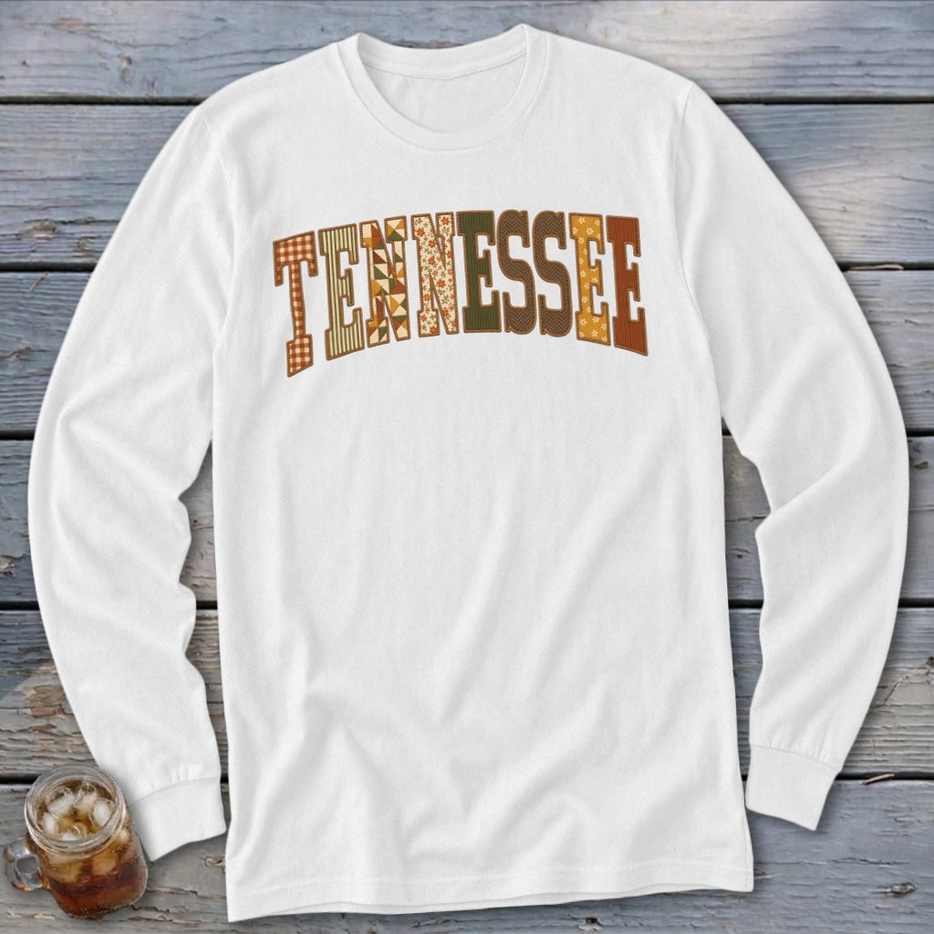 Tennessee Faux Embroidery Letters Long Sleeve Tee