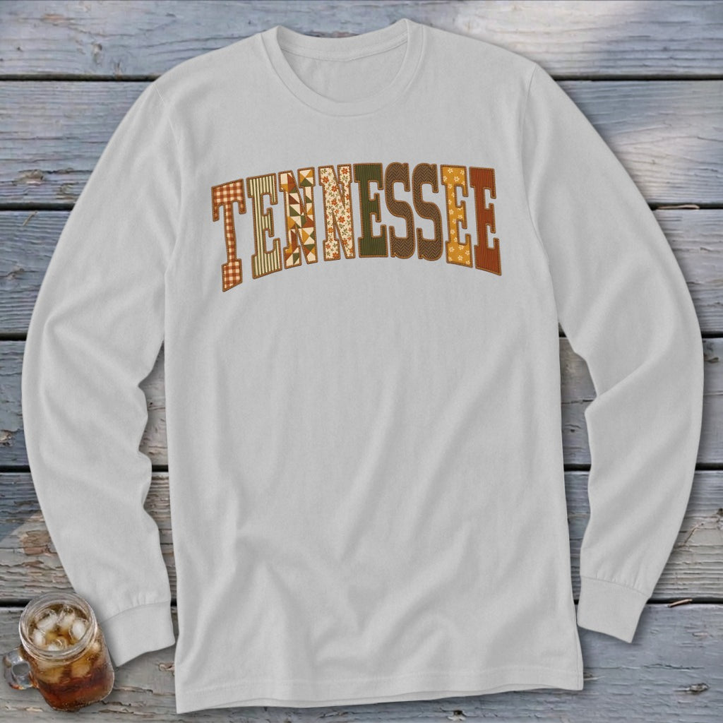 Tennessee Faux Embroidery Letters Long Sleeve Tee