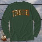 Tennessee Faux Embroidery Letters Long Sleeve Tee