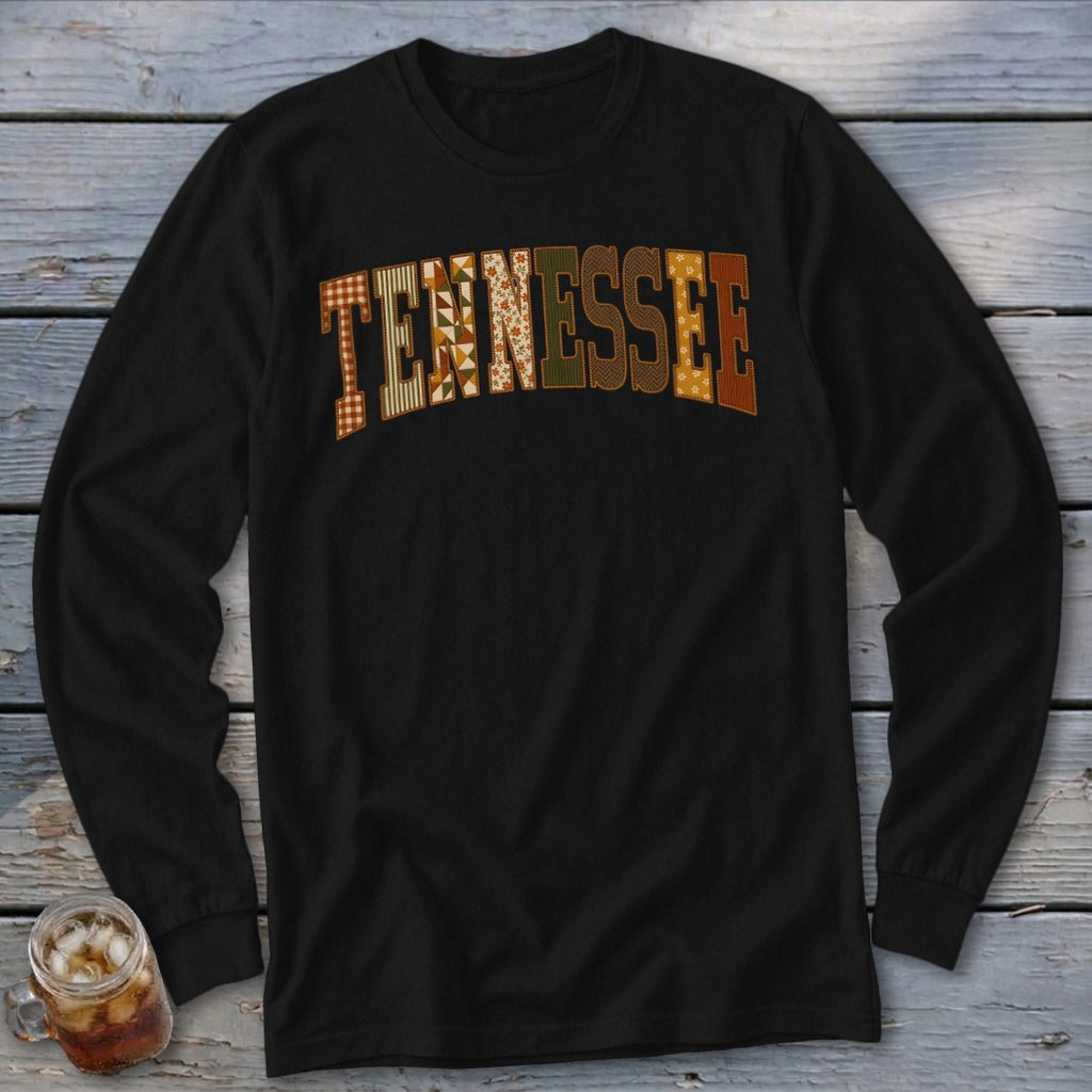 Tennessee Faux Embroidery Letters Long Sleeve Tee