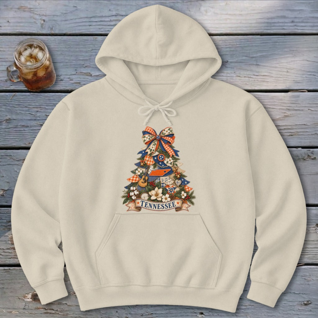 Tennessee Faux Patchwork Christmas Tree Hoodie