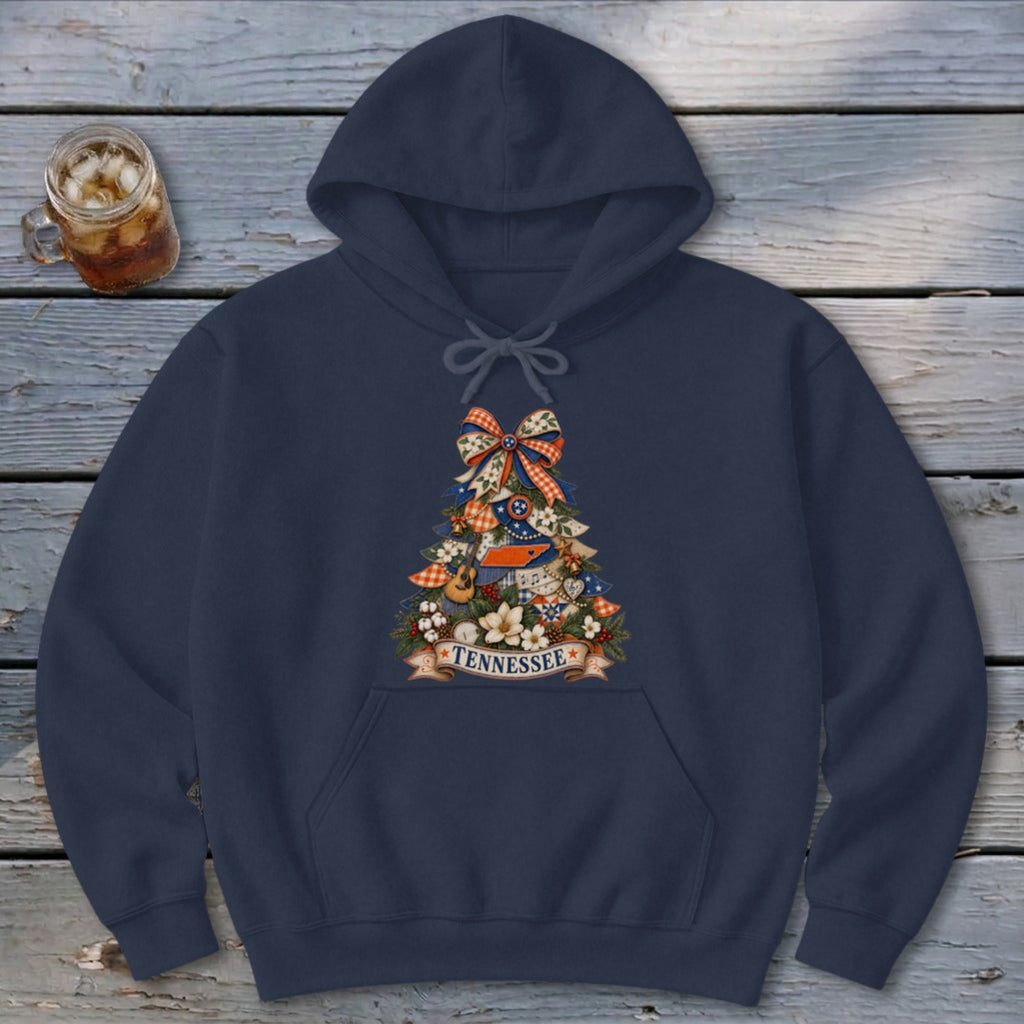 Tennessee Faux Patchwork Christmas Tree Hoodie