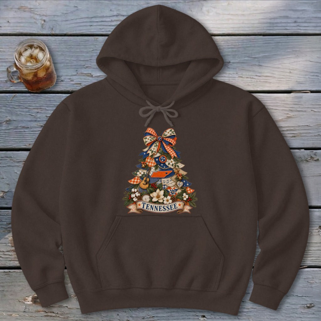 Tennessee Faux Patchwork Christmas Tree Hoodie