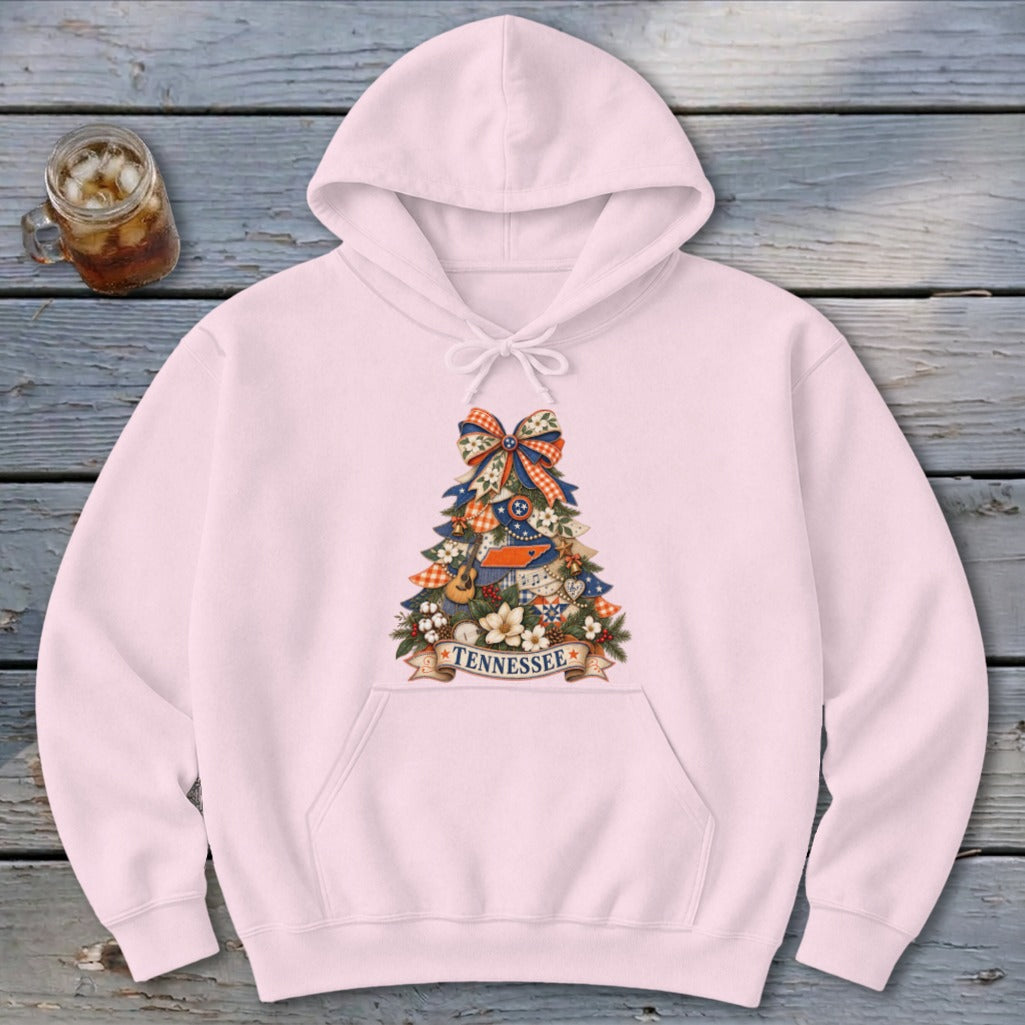 Tennessee Faux Patchwork Christmas Tree Hoodie