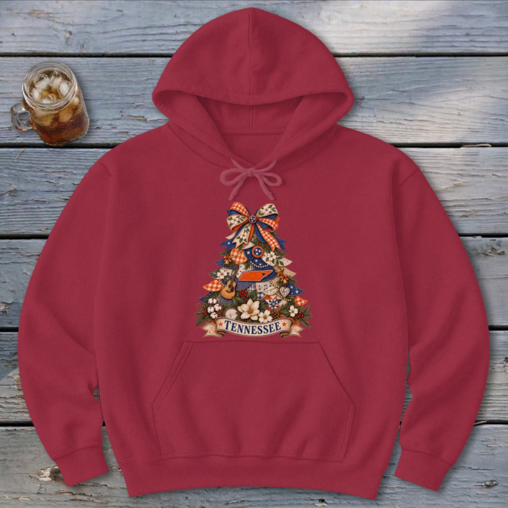 Tennessee Faux Patchwork Christmas Tree Hoodie