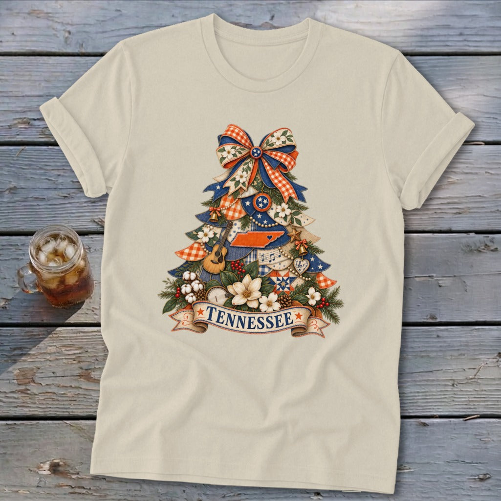 Tennessee Faux Patchwork Christmas Tree Softstyle Tee