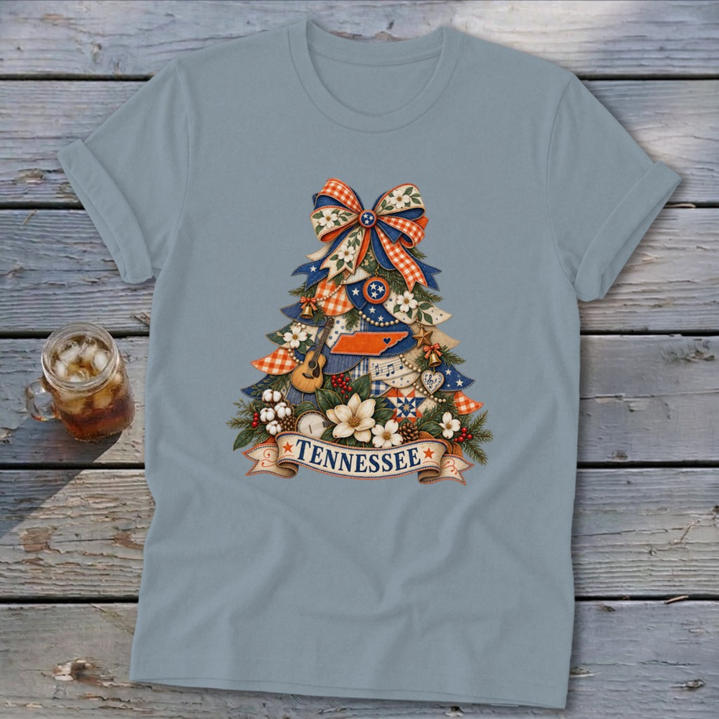 Tennessee Faux Patchwork Christmas Tree Softstyle Tee