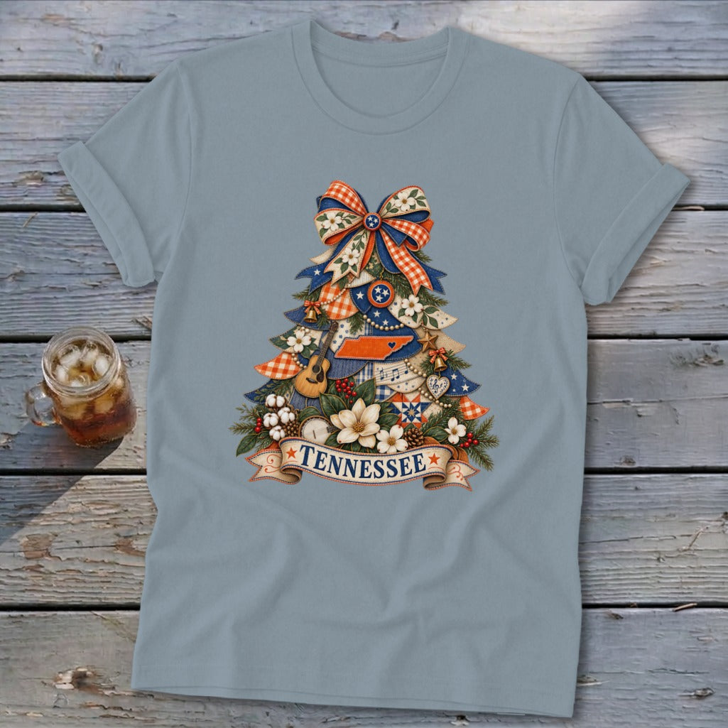 Tennessee Faux Patchwork Christmas Tree Softstyle Tee