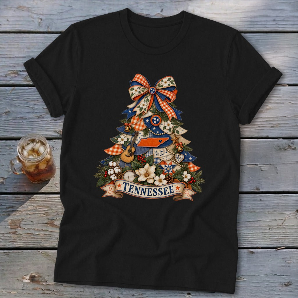 Tennessee Faux Patchwork Christmas Tree Softstyle Tee