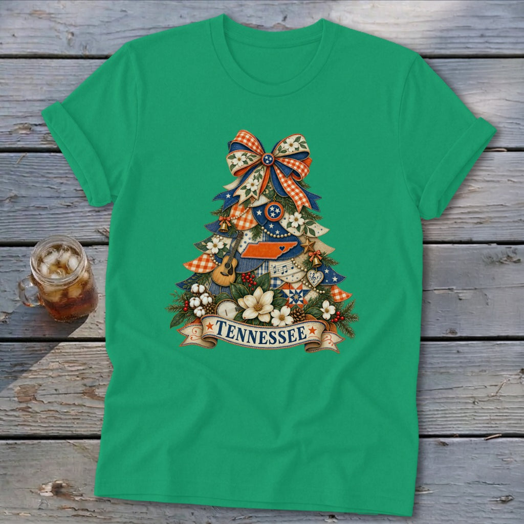 Tennessee Faux Patchwork Christmas Tree Softstyle Tee