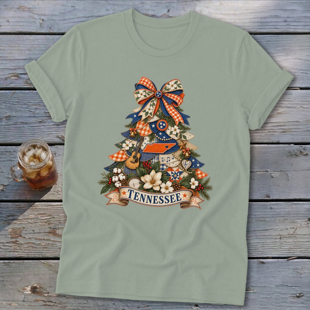 Tennessee Faux Patchwork Christmas Tree Softstyle Tee