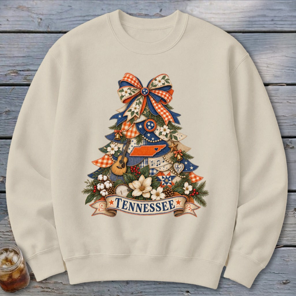 Tennessee Faux Patchwork Christmas Tree Sweatshirt