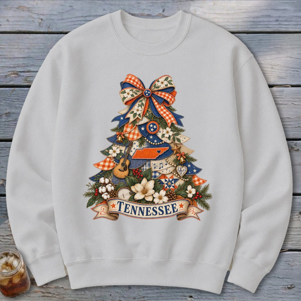 Tennessee Faux Patchwork Christmas Tree Sweatshirt