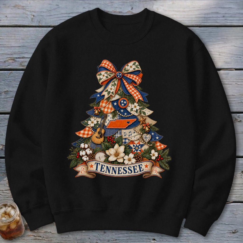 Tennessee Faux Patchwork Christmas Tree Sweatshirt