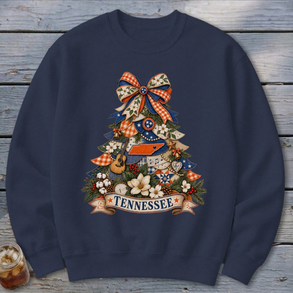 Tennessee Faux Patchwork Christmas Tree Sweatshirt