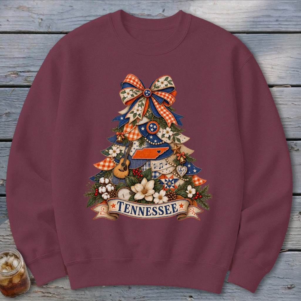 Tennessee Faux Patchwork Christmas Tree Sweatshirt