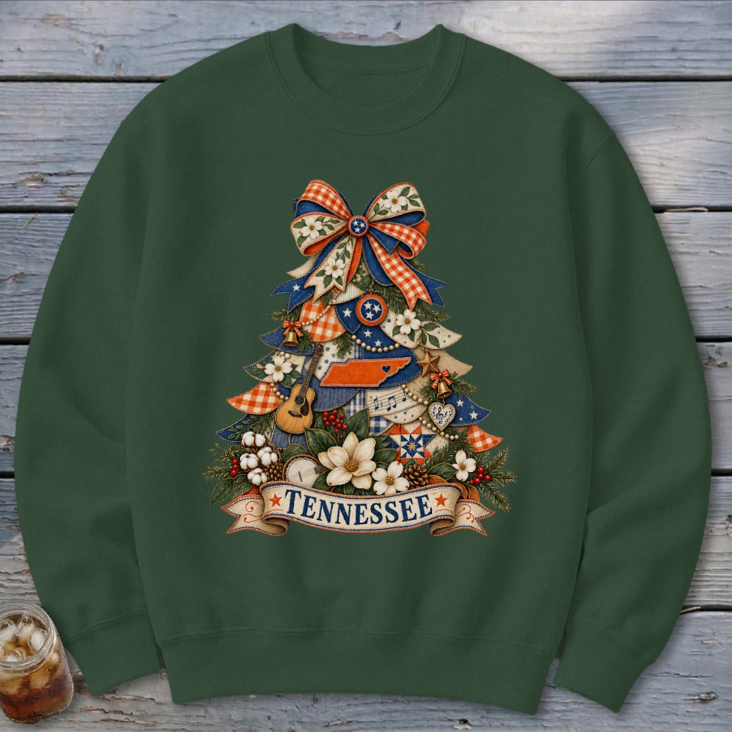 Tennessee Faux Patchwork Christmas Tree Sweatshirt