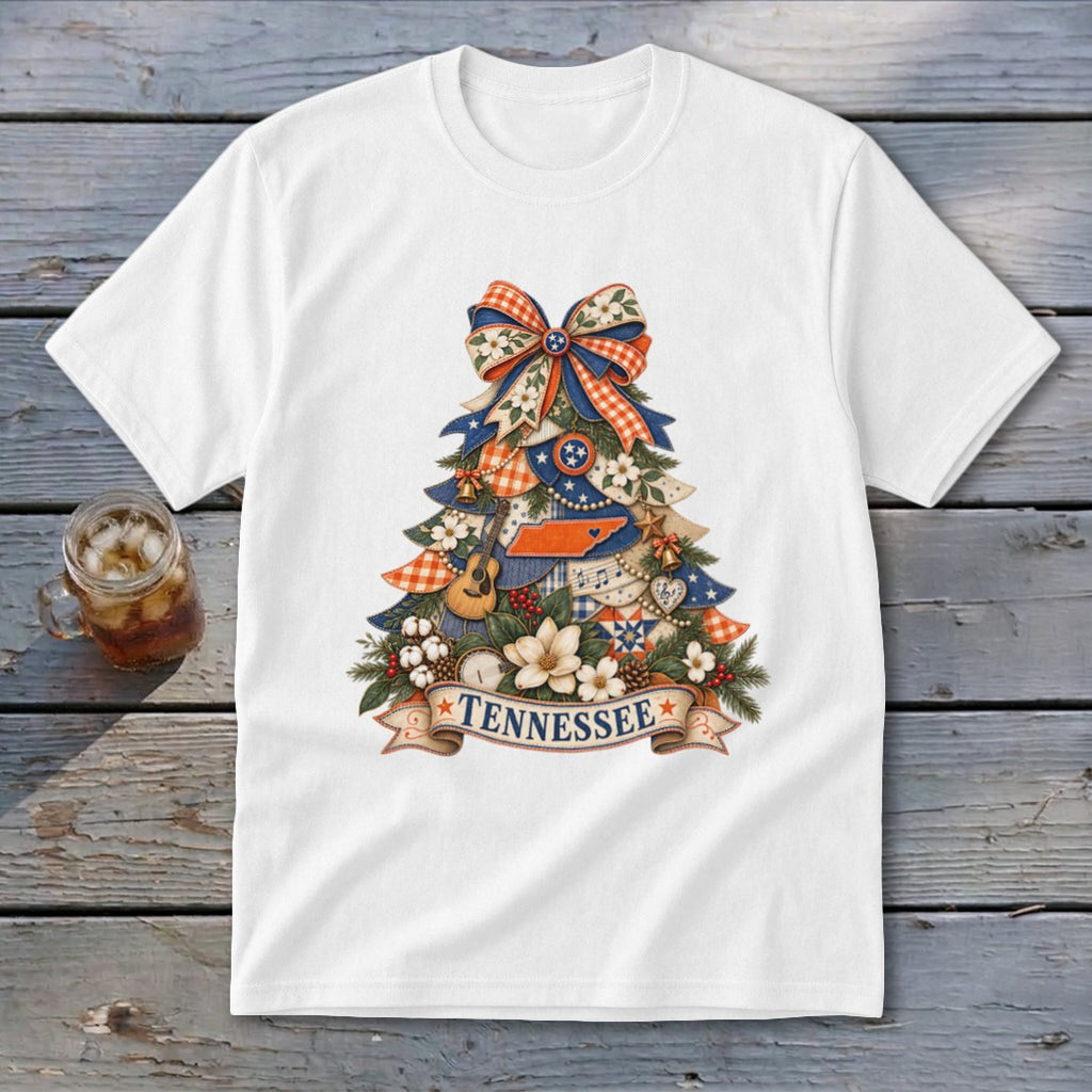 Tennessee Faux Patchwork Christmas Tree Youth Tee