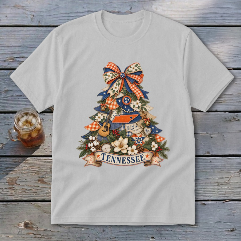 Tennessee Faux Patchwork Christmas Tree Youth Tee