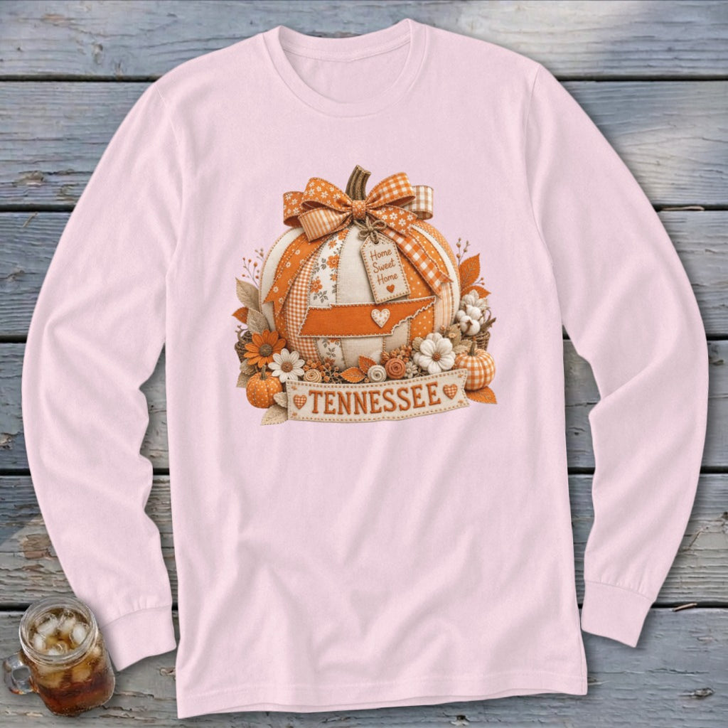 Tennessee Faux Patchwork Pumpkin Long Sleeve Tee